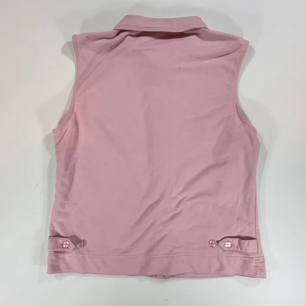 VTG Links Frog Embroidered Vest Womens L Pink Cottagecore Whimsical Sweatshirt L